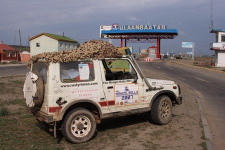 The Suzuki SJ410 arrived in Ulaanbaatar at the finish of the rally