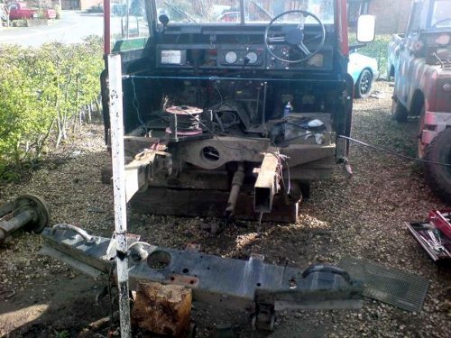 Red stripped right down to half a chassis with the engine and bulkhead still in place