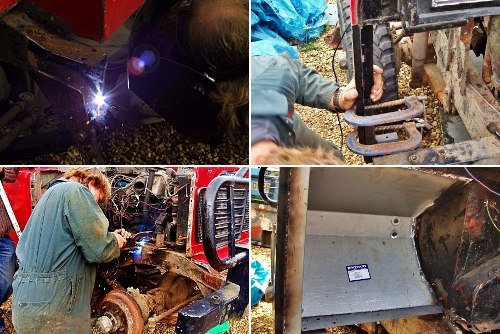More welding work on Red's chassis and body