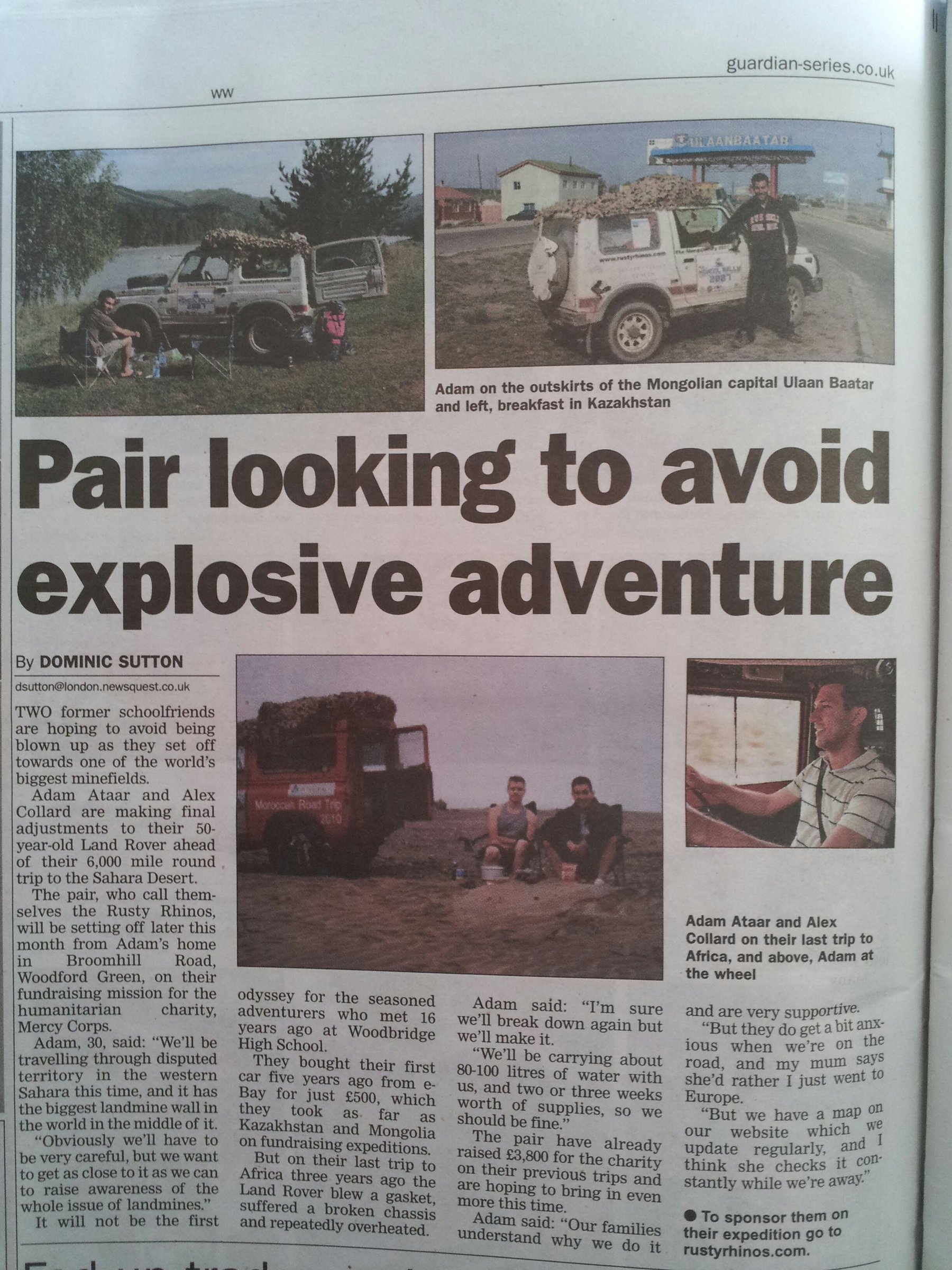 The Guardian, 7 June 2012 — Pair looking to avoid explosive adventure