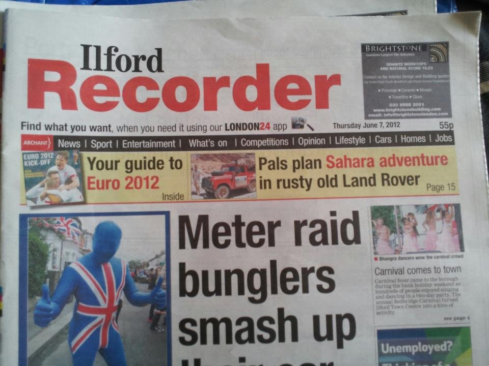 Ilford Recorder, 7 June 2012 — Front page