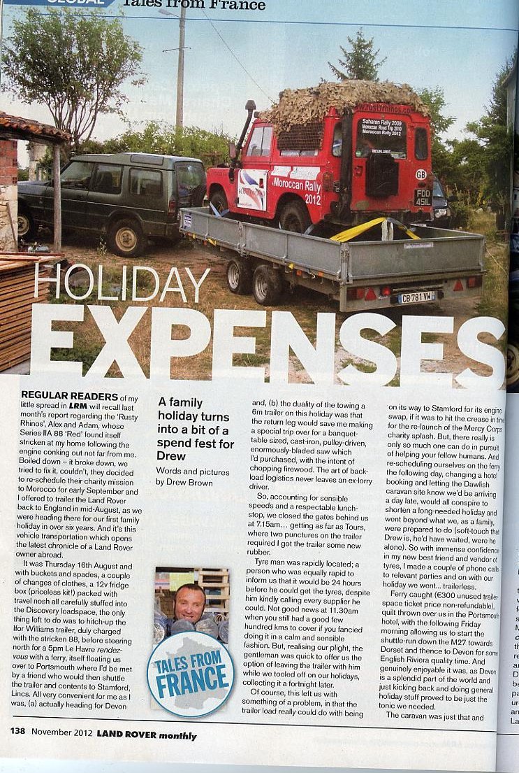 Land Rover Monthly, November 2012 — Holiday Expenses, page 1